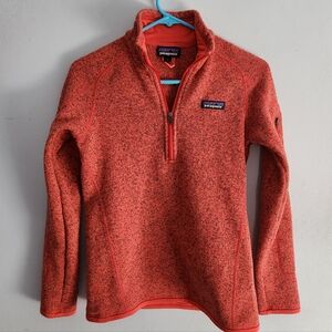Patagonia Sweater XS Red 1/4 Zip Mock Neck Fleece Better Sweater Worn Wear
